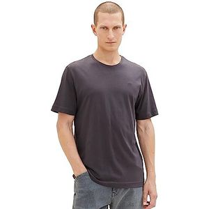 TOM TAILOR Basic T-shirt voor heren met geborduurd logo, 10899-tarmac grey, S