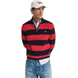 GANT - Gestreepte Kabel - Robijnrood - Katoenen Sweater