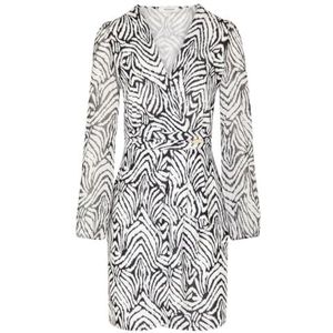 Morgan Dames korte jurk met lange mouwen zwart en wit bedrukt maat 34, Meerkleurig, 32