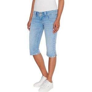 Pepe Jeans Dames Slim Crop Lw Shorts, Blauw (Denim-MP2), 24W, Blauw (Denim-mp2), 24W