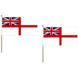 Britse militaire marine vlag 45 x 30 cm houten hangmat - set van 10 vlaggen Royal Navy White Ensign - Pavilion Saint Georges 30 x 45 cm - AZ FLAG
