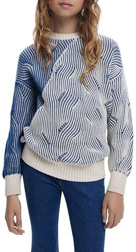 Gestreepte Textuurtrui - Gebreide Trui - Lange Mouwen - Regulier Pasvorm