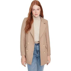 Trendyol Vrouwen reverskraag effen normale jassen en vesten, nertsen kleur, 38, Mink Kleur