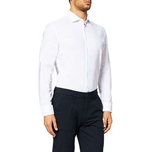Seidensticker Business overhemd voor heren, strijkvrij overhemd met smalle snit, slim, lange mouwen, kent-kraag, katoenmix, wit, 40