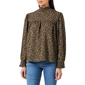 DreiMaster Vintage Bridgeport blouse met lange mouwen voor dames, olijf, meerkleurig, L