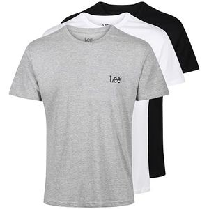 Lee Katoenen T-shirt voor heren met standaard pasvorm, Zwart/Wit/Grijs Marl, L