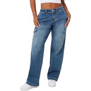 True Religion SN Cargo Denim Broek voor dames: verhoogde stijl met functioneel nut, Medium winters, 56