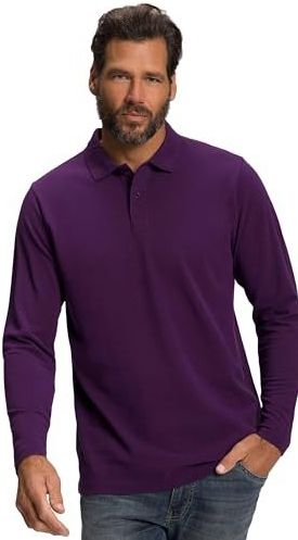 JP 1880 Heren grote maten grote maten Menswear L-8XL poloshirt, basic, lange mouwen, piqué, tot 8 XL 799230, Diep violet, 3XL