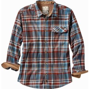Legendary Whitetails Men's Standard Buck Camp Flannel, Long Sleeve Plaid Button Down Casual Shirt, Corduroy Cuffs, Barnwood Slate, Medium