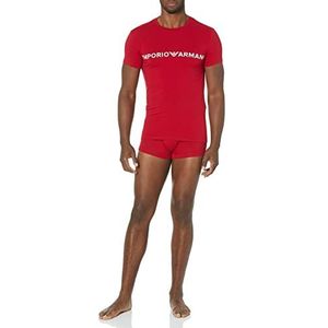 Emporio Armani Heren Megalogo en Pajama Set T-shirt + Trunk, rood (cherry), S