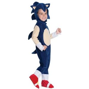Rubies, officieel deluxe Sonic-kostuum, diverse maten, voor kinderen van 2 tot 4 jaar, Sonic Skin-kostuum, egel met laarsovertrek en afneembare capuchon, voor fans van de Séga Sonic-held
