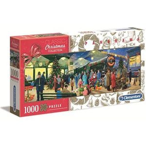 Clementoni Panorama-collectie Kerstmis Santa 1000 stukjes, Kerstmis, panorama-made in Italy, puzzel voor volwassenen, 39577, meerkleurig