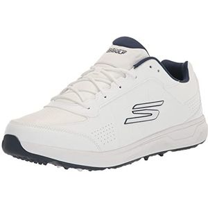 Skechers Heren Go Golf Prime Relaxed Fit Spikeless golfschoen sneakers, wit/marineblauw, 45 EU, Wit marineblauw, 45 EU