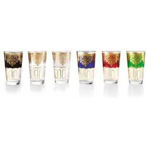 DONREGALOWEB Set van 6 theeglazen met gouden patronen in Marokkaanse stijl