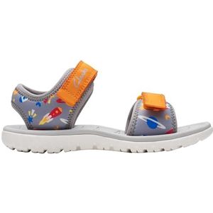 Clarks Surfing Tide K Sandalen voor jongens, grijs-oranje, 28 EU, grijs-oranje, 28 EU