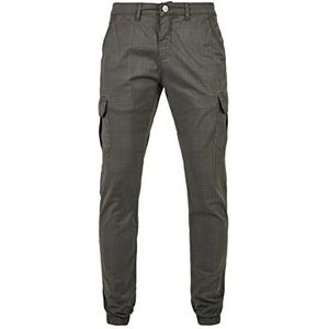 Urban Classics AOP Glencheck Cargo Jog Pants voor heren, met fijn ruitpatroon, in 3 kleuren, maten S - 5XL, donkergrijs, XL