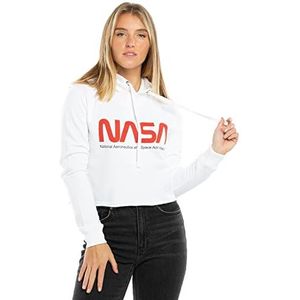 Nasa Insignia Cropped Hood Capuchontrui voor dames, wit, 42