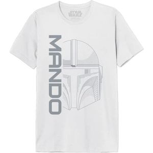 Star Wars Mandalorian - Mando Icon and Logo, MESWMANTS206 T-shirt, heren, wit, maat XL, Wit, XL