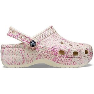 Crocs Classic W-platformklompen voor dames, Bone Multi, 43 EU