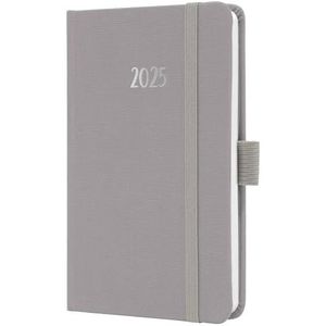 SIGEL J5402 weekkalender Jolie 2025, ca. A6, grijs, hardcover met textielband, elastiek, penlus, insteekzak, 174 pagina's, van duurzaam papier, afsprakenplanner
