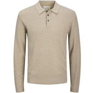 Jprcccooper Knit Polo Ls, grijsbeige, XS