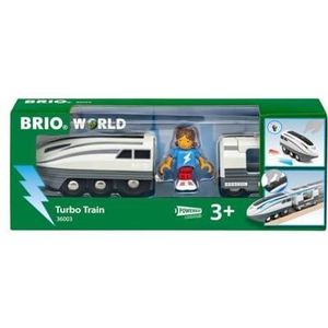 BRIO 36003 - Turbo Train - Speelgoedtrein op batterijen voor kinderen vanaf 3 jaar, blauw, wit