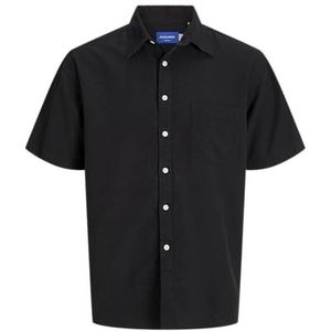 JACK & JONES Joralmeria Structure Shirt Ss voor heren, zwart, XS