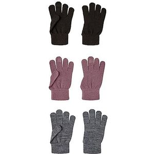 Bestseller A/S NKNMAGIC Gloves 3P Noos handschoenen, Wistful Mauve/Pack: 3 stuks met grijs gemêleerd/zwart, 7 uniseks, Wistful Mauve/Pack: 3 Pack met Grijs Mel./Zwart, 7