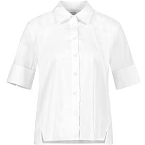Gerry Weber Damesblouse met halve mouwen, halve mouw, met mouwopslag, blouse met lange mouwen, effen, wit/wit, 40