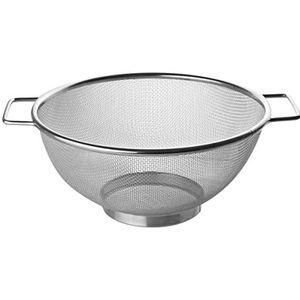 Fackelmann zeef Ø 26 cm, vergiet van roestvrij staal, fijnmazig zeef met handvatten als perfecte keukenaccessoire en keukenhulp in jouw keuken, vaatwasmachinebestendig (Kleur: zilver), Aantal: 1