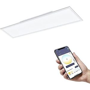 EGLO connect.z Smart Home LED paneel Salobrena-Z, L x B 120 x 30 cm, ZigBee, app en spraakbesturing, lichtkleur instelbaar, dimbaar, plafondlamp wit aluminium