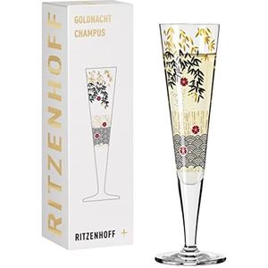 Ritzenhoff GOLDNACHT champagneglas #19 van Kathrin Stockebrand, van kristalglas, 205 ml, in geschenkverpakking, 1071019