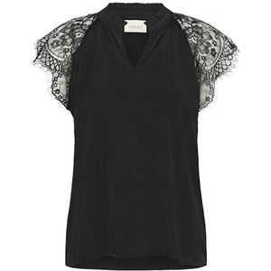 Blouse met korte mouwen Straight fit black
