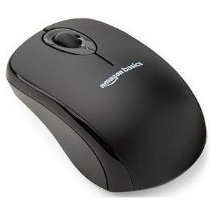 Amazon Basics Draadloze computermuis met USB-nano-ontvanger – zwart