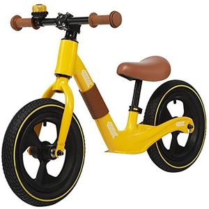skiddoü Loopfiets Poul, loopfiets tot 30 kg, kinderfiets met verstelbare zitting en stuur, ultralicht, 12 inch wielen, kinderloopfiets voor meisjes en jongens vanaf 3 jaar, incl. fietsbel, geel