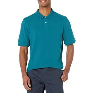 Amazon Essentials Men's Poloshirt van piqué-katoen met normale pasvorm (verkrijgbaar in grote en lange maten), Blauwgroen, S