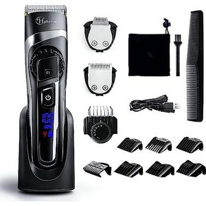 Hatteker Professionele baardtrimmer, 3-in-1, voor heren, oplaadbaar, multifunctioneel: baardscheerapparaat, haar, tondeuse met kammen