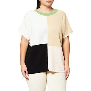 IPEKYOL Womens Relaxed fit Colorblock Knitwear Sweater, Natural, Medium