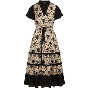 ApartFashion dames maxi-jurk jurk, beige-zwart, 44