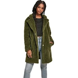 Urban Classics Oversized sherpa winterjas voor dames, mantel met haak en oogsluiting, maat XS tot 5XL, groen (olijf 00176), L