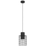 EGLO Hanglamp Milligan, 1-lichts pendellamp industrieel, eettafellamp van metaal in het zwart, wit, lamp hangend voor woonkamer, E27 fitting, Ø 20 cm