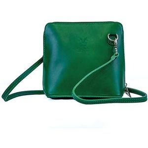 Kleine Vera Pelle Handtas Lederen Cross Body Tas voor Vrouwen Italiaanse Mini Schoudertas Hoge Kwaliteit Strap, Groen, 17cm x 17cm x 8cm