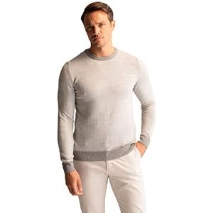 DeFacto Heren gebreide trui met lange mouwen ronde hals sweater - slim fit trui voor heren tops (Grey Melange, L), gemengd grijs, L