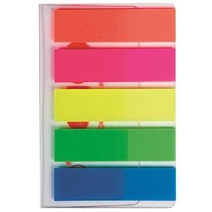Kores - Zelfklevende folie-indexstrips, zelfklevende zijmarkers en documentenmarkeringen, school- en kantoorbenodigdheden, 12 x 45 mm, set van 5 in verschillende kleuren, elk 24 vellen