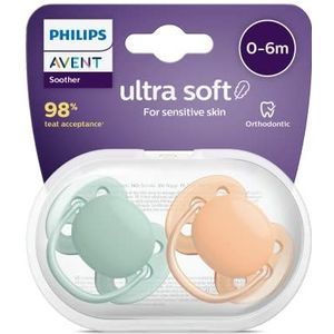 PHILIPS Avent ultra soft-fopspeen, 2 stuks - BPA-vrije speen voor baby's van 0-6 maanden (model SCF091/03)