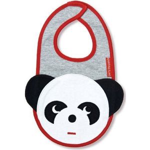 Olive & Moss – bib-panda – slabbetjes – Perry der Panda – grijs/wit/zwart/rood – 0 – 24 maanden