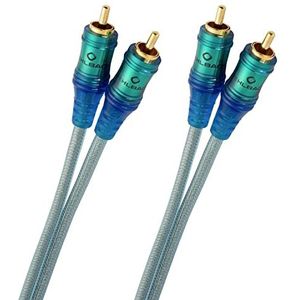 Oehlbach Ice Blue RCA-kabel 2 m, audiokabel voor platenspelers, thuisbioscoop en hifi-installatie, 2-voudig afgeschermde RCA-kabel van OFC, 2 x 2 m, blauw-transparant