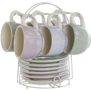 Café-Set 6 Dolomite Metal 20x18x20 180ml groen