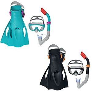 BESTWAY - Duikmaskerset met snorkel en vinnen - Duikaccessoire - 25020 - Willekeurig model - 14 jaar en + - Siliconen - 42 cm - Kindvolwassene - Snorkelen - Sportartikel