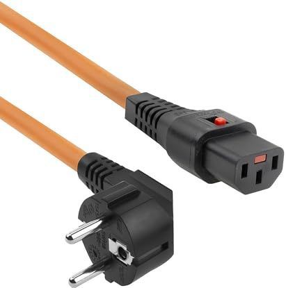 ACT - AK5039 - Netsnoer - Oranje - CEE 7/7 Male (Haaks) - C13 IEC Lock - 2 Meter